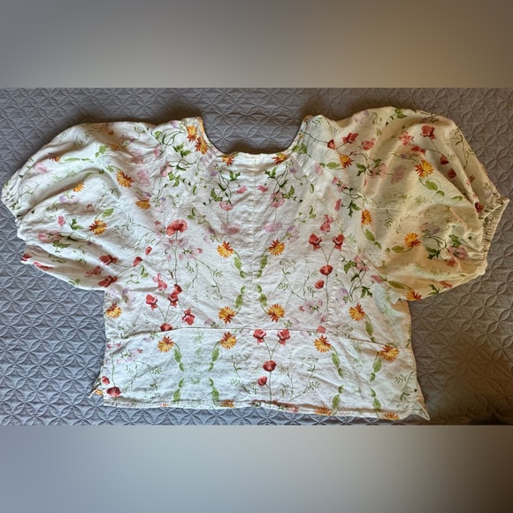 H&M Linen Blend Floral Blouse Sz XXL - Picture 8 of 10
